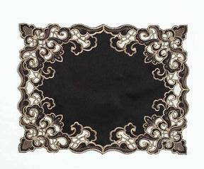 Set of four Noir Luxe black gold placemats from RIZ-004-PM Granada Collection, modern 12x18 inch dining décor.