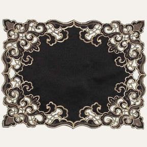 Set of four Noir Luxe Black Gold Placemats from the Granada Collection, modern 12x18 inch table décor by RIZ-004-PM.