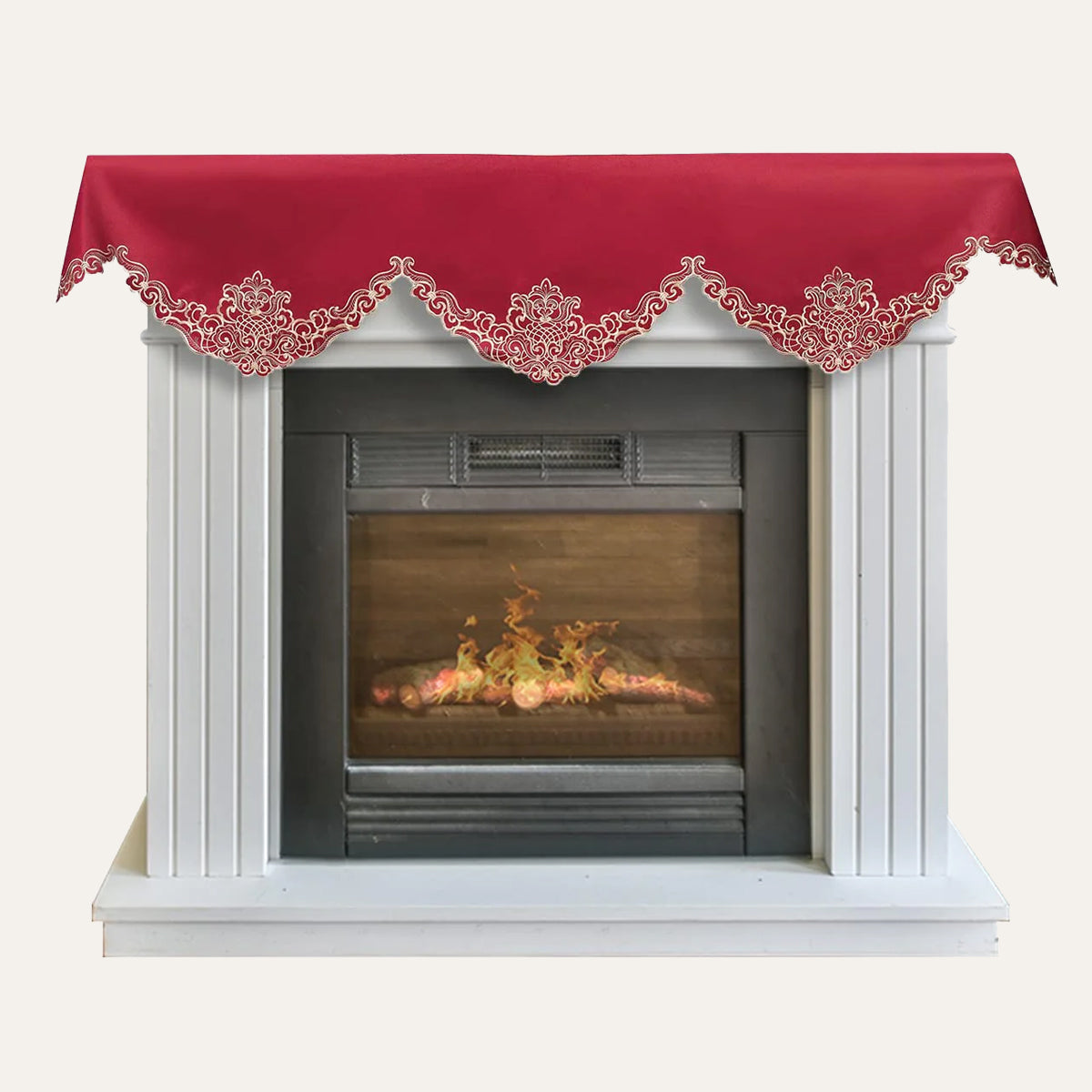 Crimson Glow Burgundy Gold Mantel Scarf from Granada Collection, decorative 18x90 inch home décor with elegant design.