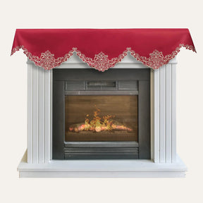 Crimson Glow – Burgundy Gold Mantel Scarf, Granada Collection Elegant Decorative Home Décor 18*90 Inch - Decozen