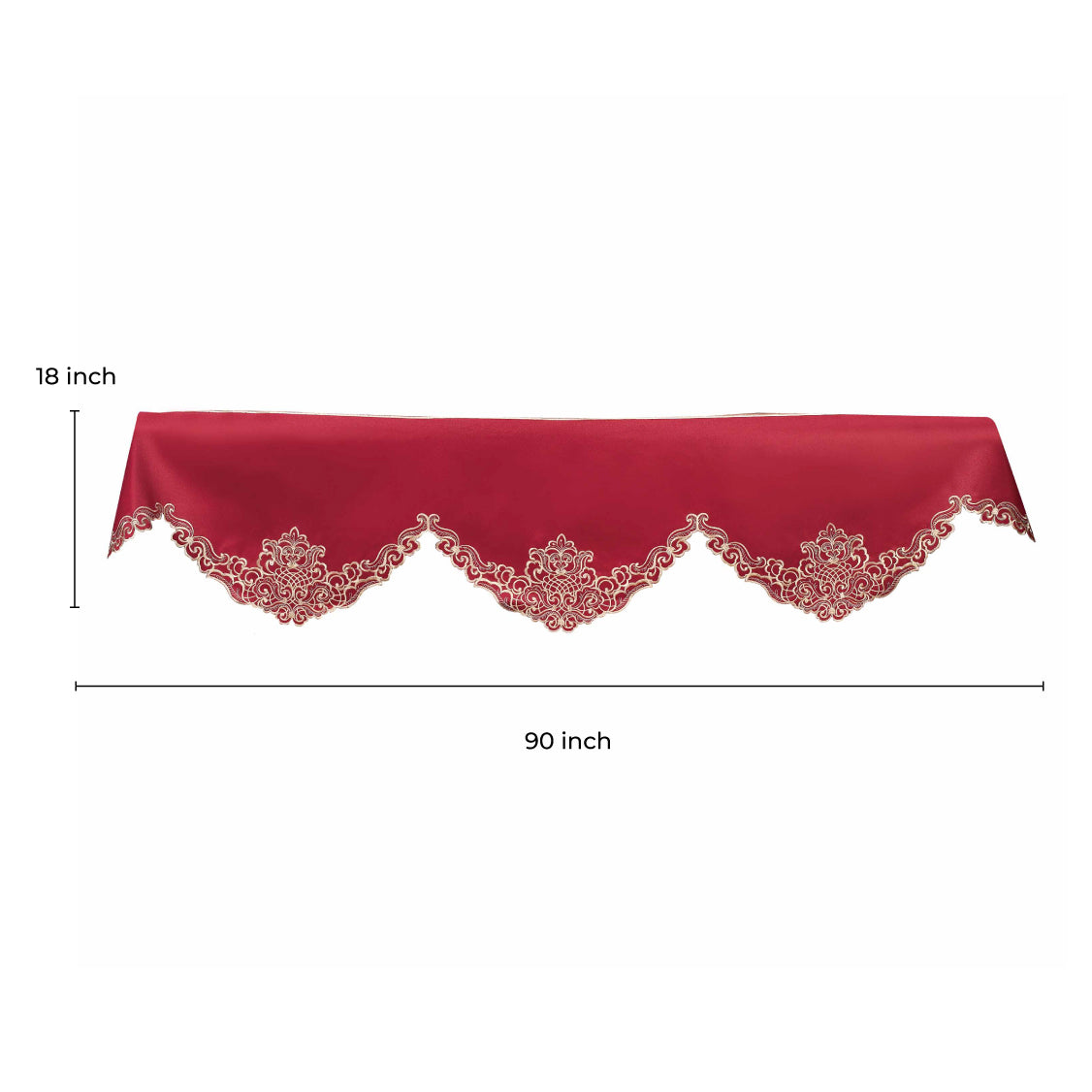 Crimson Glow – Burgundy Gold Mantel Scarf, Granada Collection Elegant Decorative Home Décor 18*90 Inch - Decozen