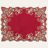 Set of four Burgundy gold table placemats from RIZ-005-PM Granada Collection, 12x18 inch elegant dining décor