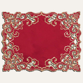 Set of four Burgundy gold table placemats from RIZ-005-PM Granada Collection, 12x18 inch elegant dining décor