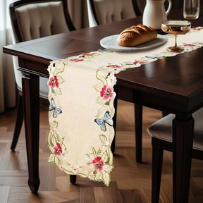 Beige Sandy Dune table runner from RIZ-007-RN Maliana Collection, 14x108 inch, elegant dining table decor with subtle woven pattern.