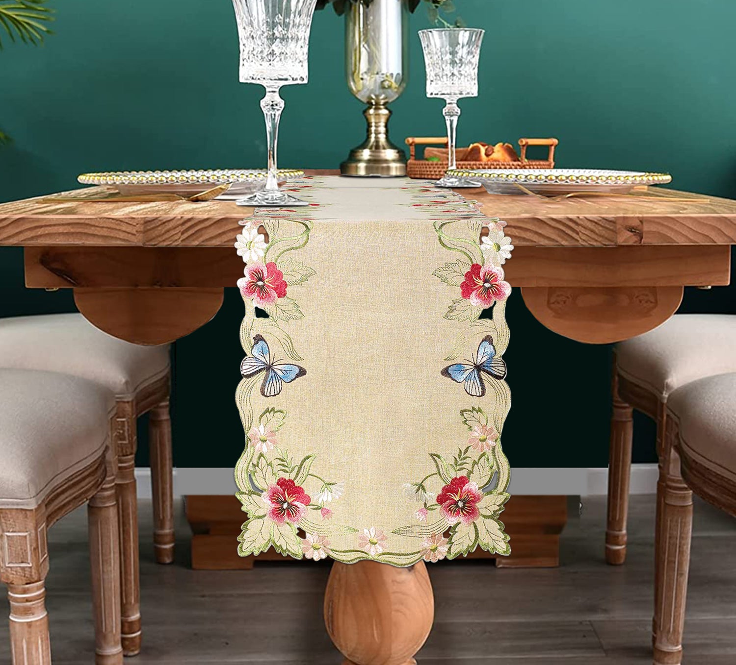 Beige Sandy Dune table runner from Maliana Collection, 14x108 inches, elegant dining table decor, by RIZ-007-RN.