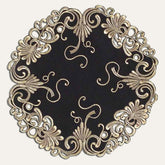 Set of four Golden Night Black Gold table doilies from the Chantelle Collection, 15-inch decorative home accents.