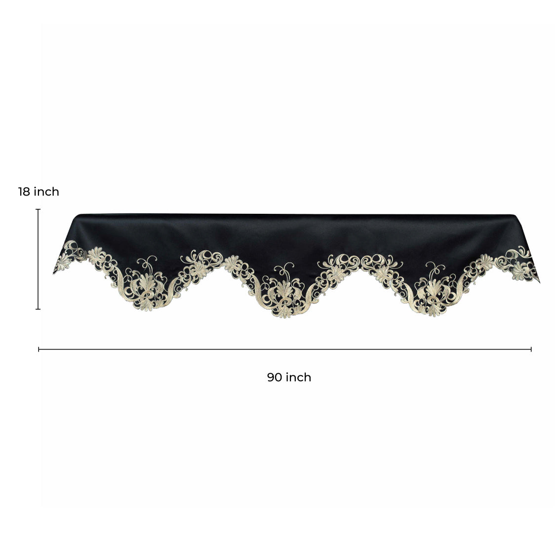 Golden Night – Black Gold Mantel Scarf, Chantelle Collection Elegant Decorative Home Décor 18*90 Inch - Decozen