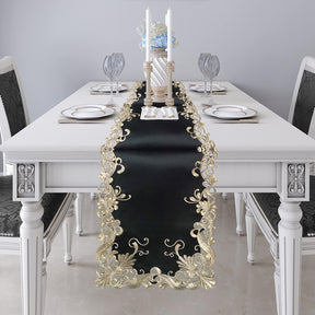 Golden Night Black Gold Table Runner from Chantelle Collection, decorative home accent, 14x108 inches, stylish table decor by RIZ-008-RN