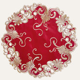 Set of four Burgundy Charm gold table doilies from the Chantelle Collection, 15-inch artistic decorative doilies by RIZ-009-DL