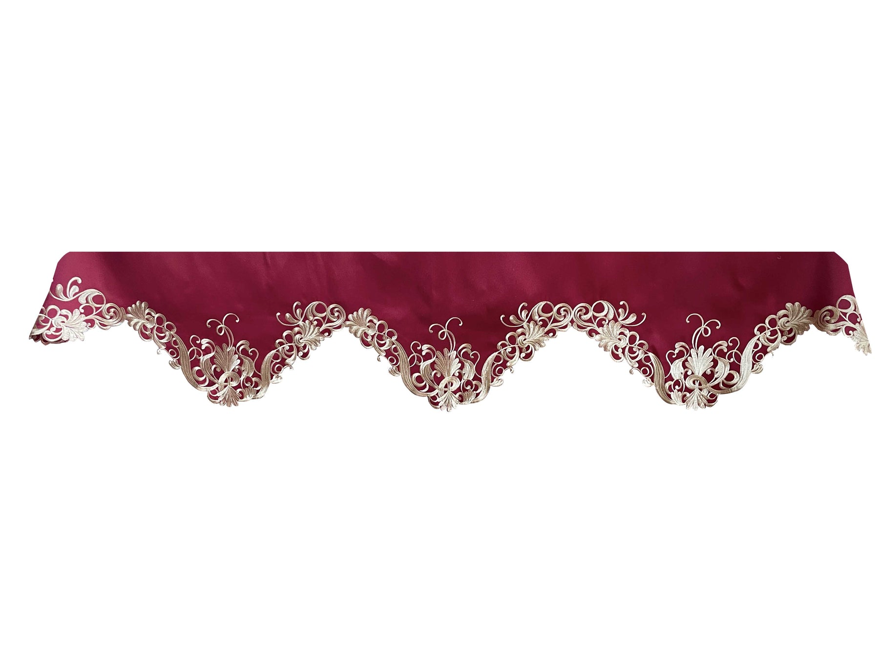 Burgundy Charm – Burgundy Gold Mantel Scarf, Chantelle Collection Artistic Home Accent 18*90 Inch - Decozen