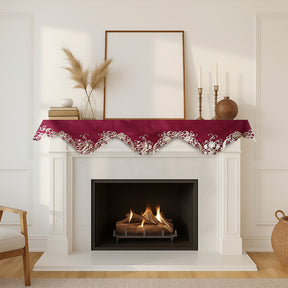 Burgundy Charm – Burgundy Gold Mantel Scarf, Chantelle Collection Artistic Home Accent 18*90 Inch - Decozen
