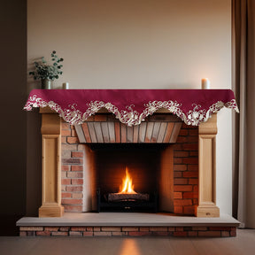 Burgundy Charm – Burgundy Gold Mantel Scarf, Chantelle Collection Artistic Home Accent 18*90 Inch - Decozen
