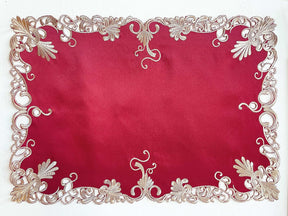 Burgundy Charm – Burgundy Gold Table Placemats, Chantelle Collection Artistic Dining Décor 12*18 inch - Decozen