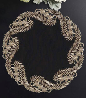 Ebony Bloom – Black Gold Table Doilies, Anyce Collection Elegant Decorative Runner 15 inch - Decozen