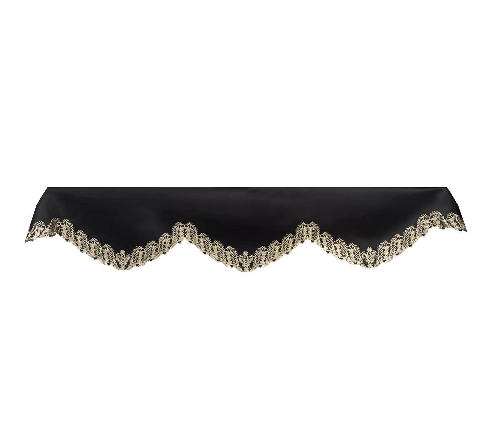 Ebony Bloom – Black Gold Mantel Scarf, Anyce Collection Modern Decorative Home Décor 18*90 Inch - Decozen