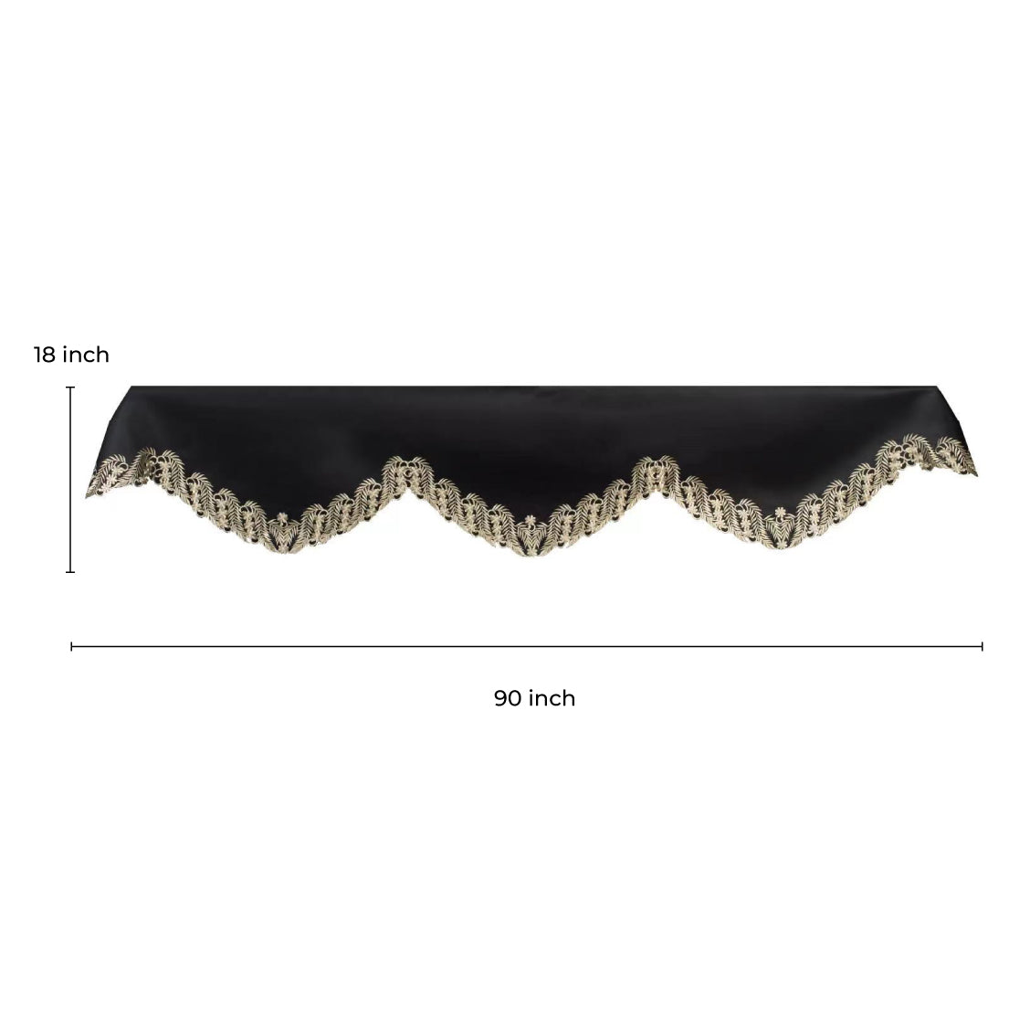 Ebony Bloom – Black Gold Mantel Scarf, Anyce Collection Modern Decorative Home Décor 18*90 Inch - Decozen