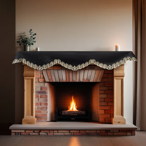 Ebony Bloom – Black Gold Mantel Scarf, Anyce Collection Modern Decorative Home Décor 18*90 Inch - Decozen