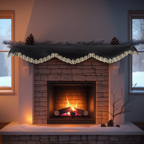 Ebony Bloom – Black Gold Mantel Scarf, Anyce Collection Modern Decorative Home Décor 18*90 Inch - Decozen