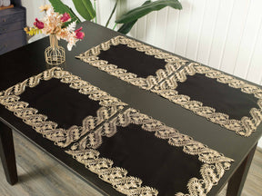 Ebony Bloom – Black Gold Table Placemats, Anyce Collection Elegant Decorative Dining Décor 12*18 inch - Decozen
