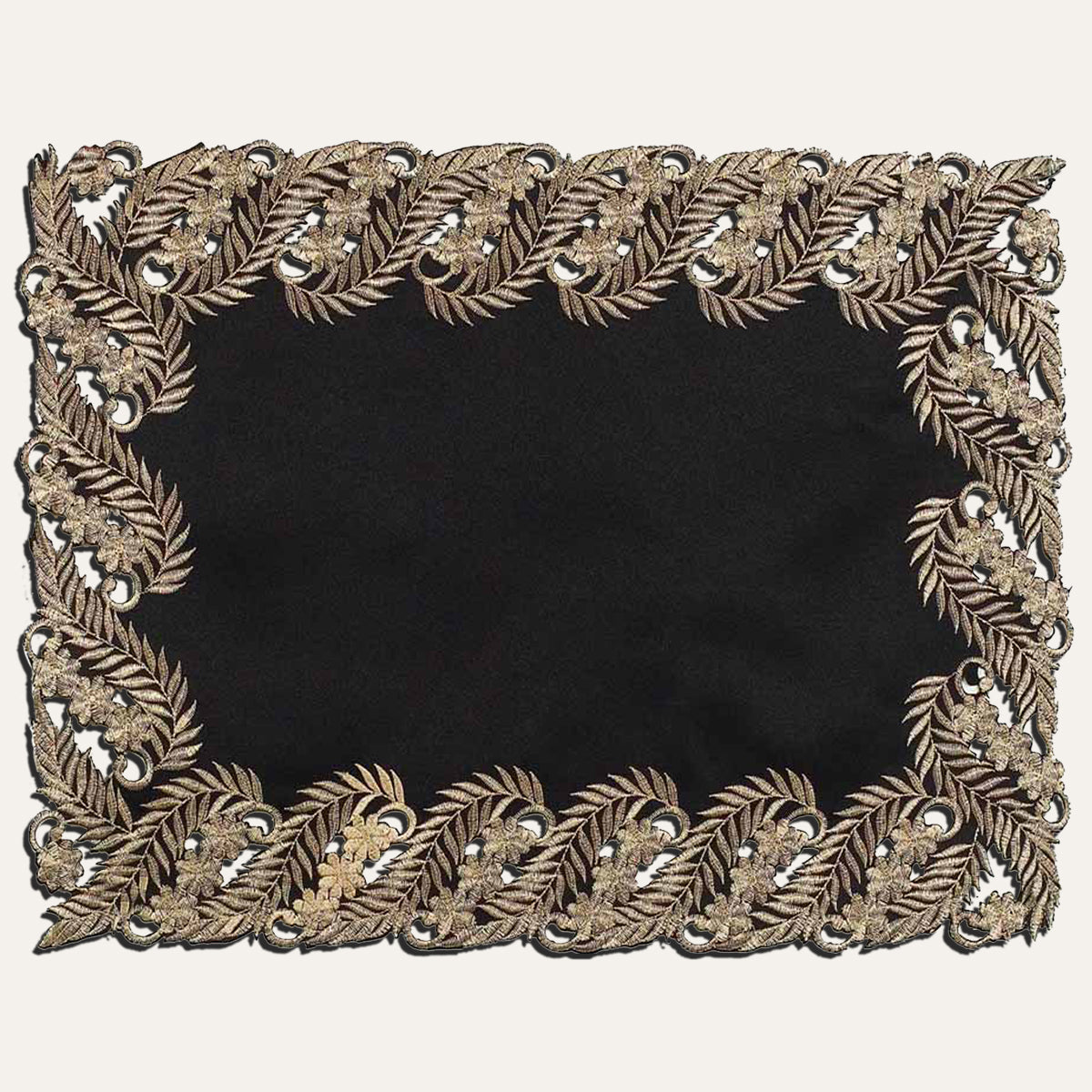 Ebony Bloom – Black Gold Table Placemats, Anyce Collection Elegant Decorative Dining Décor 12*18 inch - Decozen
