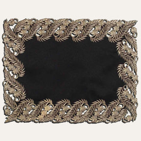 Ebony Bloom – Black Gold Table Placemats, Anyce Collection Elegant Decorative Dining Décor 12*18 inch - Decozen