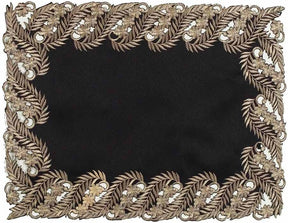 Ebony Bloom – Black Gold Table Placemats, Anyce Collection Elegant Decorative Dining Décor 12*18 inch - Decozen