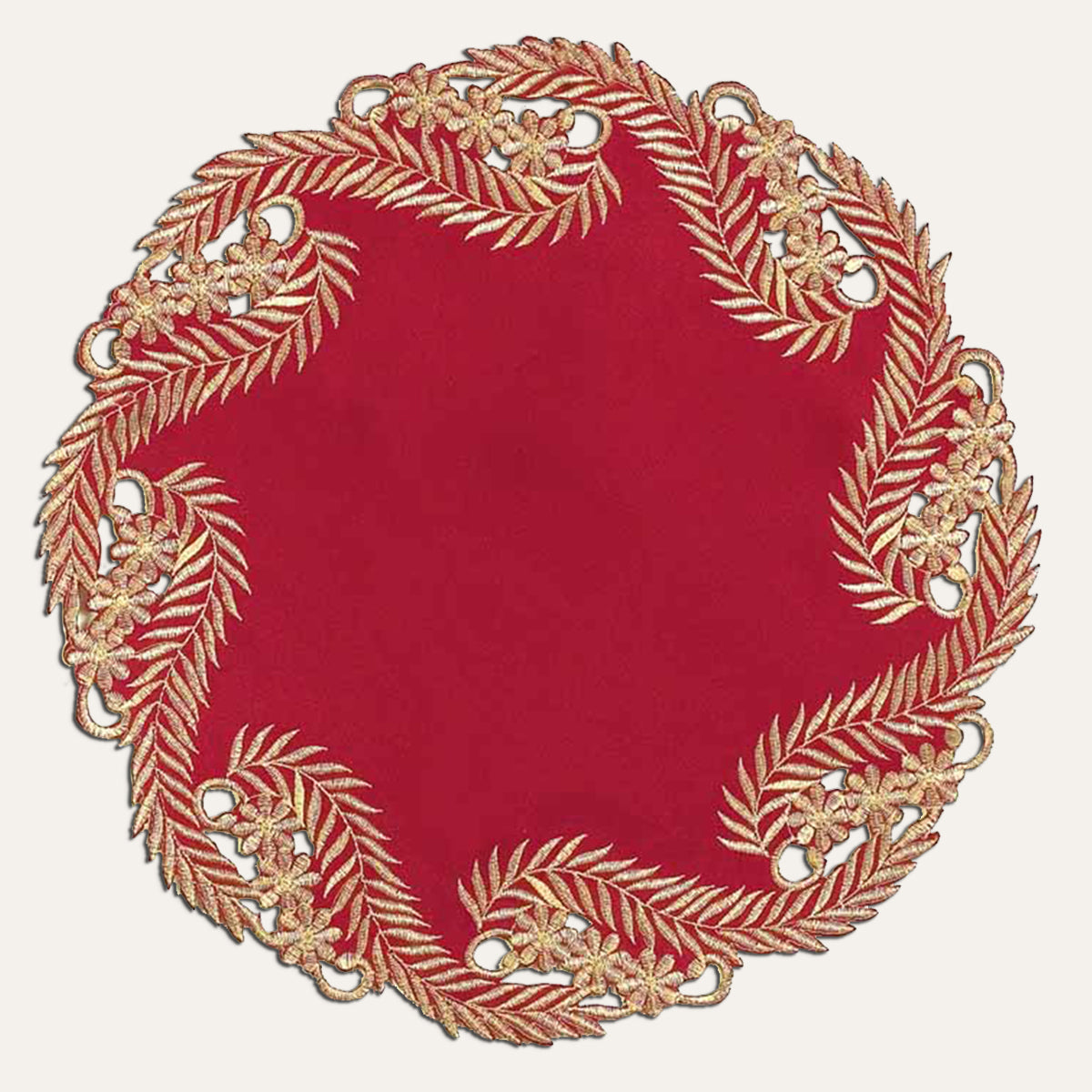Wine Grace – Burgundy Gold Table Doilies, Anyce Collection Modern Dining Décor 15 inch - Decozen