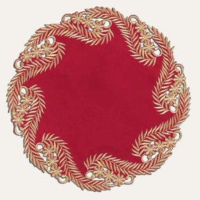 Wine Grace – Burgundy Gold Table Doilies, Anyce Collection Modern Dining Décor 15 inch - Decozen