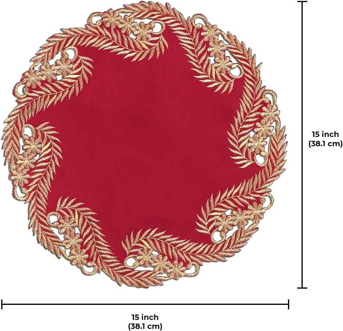 Wine Grace – Burgundy Gold Table Doilies, Anyce Collection Modern Dining Décor 15 inch - Decozen