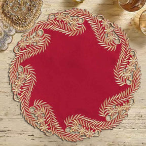 Wine Grace – Burgundy Gold Table Doilies, Anyce Collection Modern Dining Décor 15 inch - Decozen
