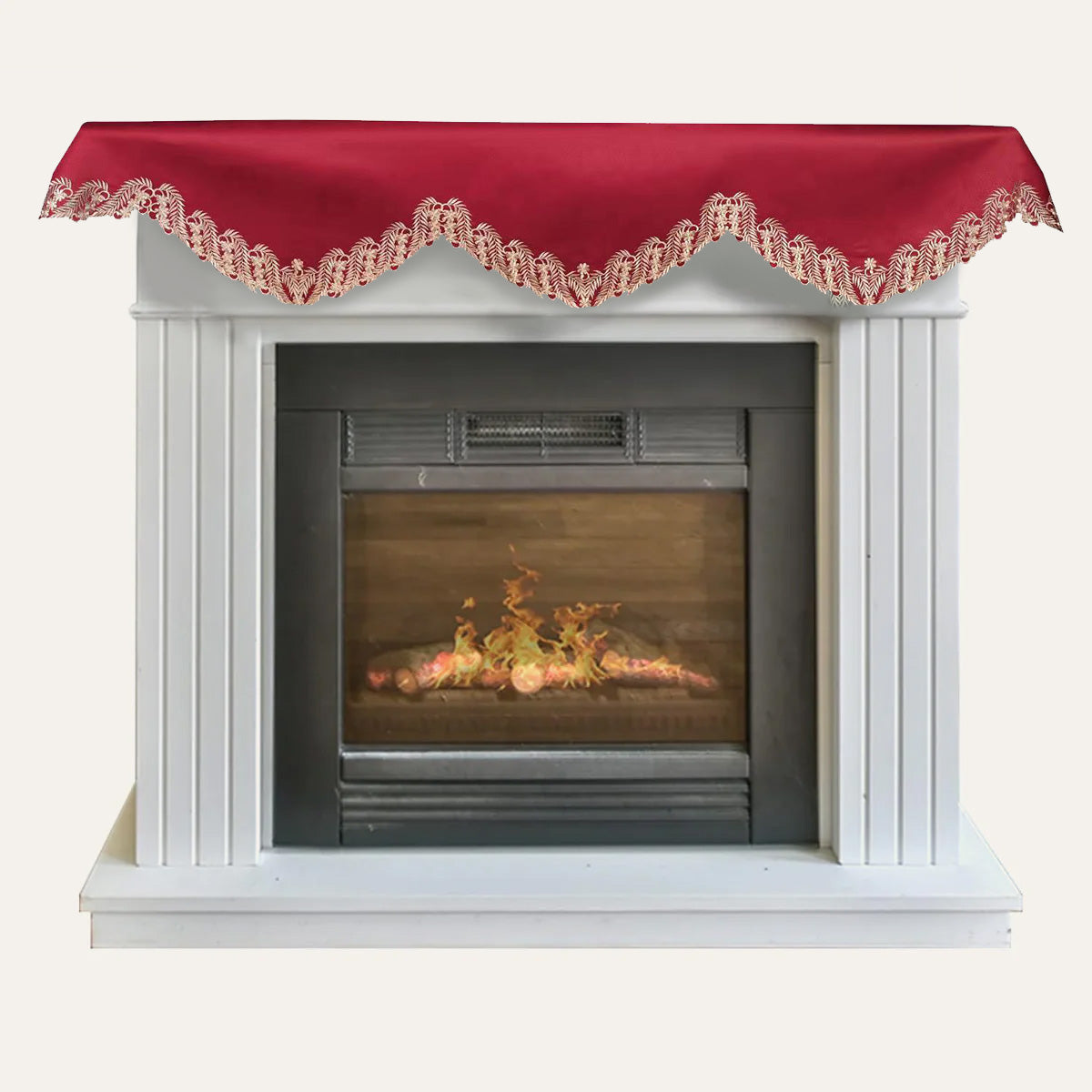 Elegant Burgundy Gold mantel scarf from RIZ-011-MS Wine Grace, 18x90 inches, modern decorative home décor for mantel or table.