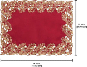 Wine Grace – Burgundy Gold Table Placemats, Anyce Collection Modern Dining Décor 12*18 inch - Decozen