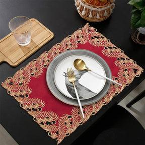 Wine Grace – Burgundy Gold Table Placemats, Anyce Collection Modern Dining Décor 12*18 inch - Decozen