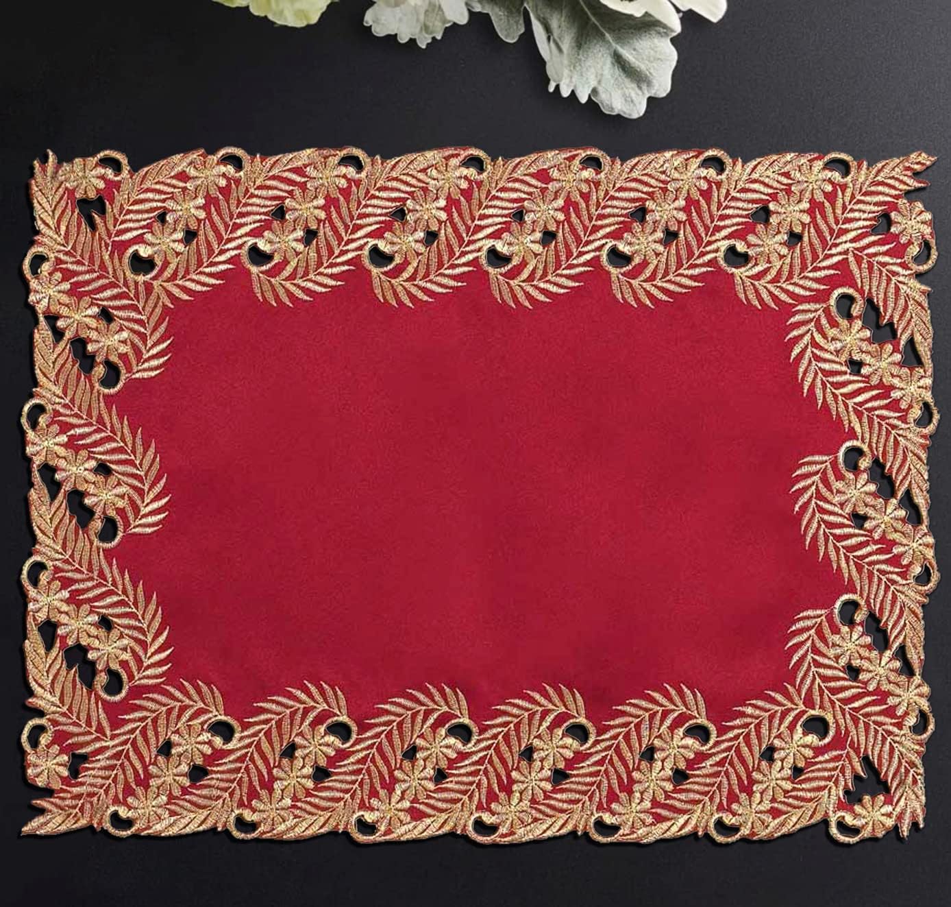 Wine Grace – Burgundy Gold Table Placemats, Anyce Collection Modern Dining Décor 12*18 inch - Decozen