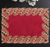 Wine Grace – Burgundy Gold Table Placemats, Anyce Collection Modern Dining Décor 12*18 inch - Decozen