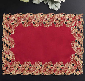 Wine Grace – Burgundy Gold Table Placemats, Anyce Collection Modern Dining Décor 12*18 inch - Decozen