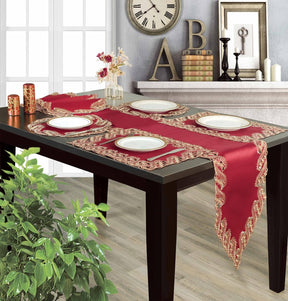 Wine Grace – Burgundy Gold Table Placemats, Anyce Collection Modern Dining Décor 12*18 inch - Decozen