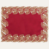 Set of four RIZ-011-PM Burgundy Gold Wine Grace placemats from Anyce Collection, modern 12x18 inch dining table décor.