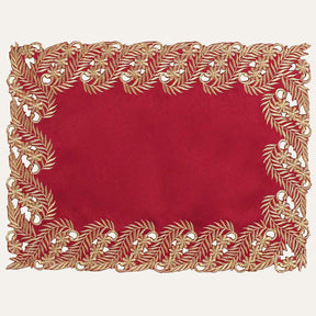 Wine Grace – Burgundy Gold Table Placemats, Anyce Collection Modern Dining Décor 12*18 inch - Decozen