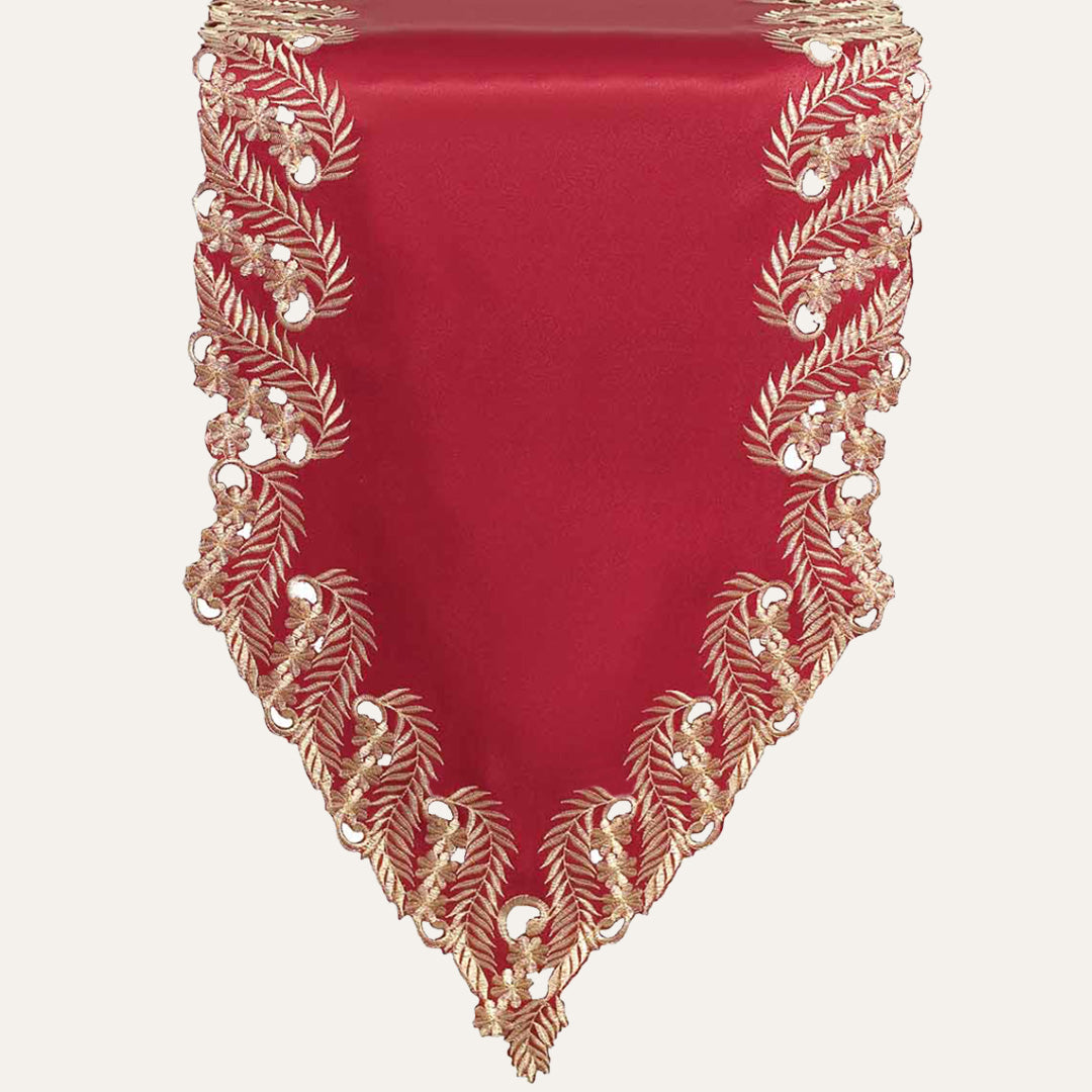 Wine Grace Burgundy Gold table runner from Anyce Collection, modern dining accent, 14x108 inches, with elegant burgundy and gold design.