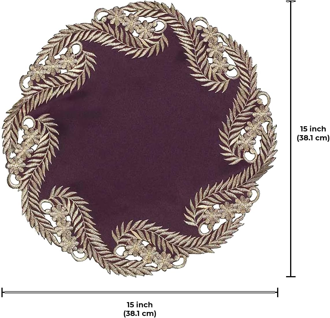 Violet Dream – Plum Gold Table Doilies, Anyce Collection Artistic Home Table Décor 15 inch - Decozen