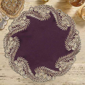 Violet Dream – Plum Gold Table Doilies, Anyce Collection Artistic Home Table Décor 15 inch - Decozen