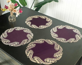 Violet Dream – Plum Gold Table Doilies, Anyce Collection Artistic Home Table Décor 15 inch - Decozen