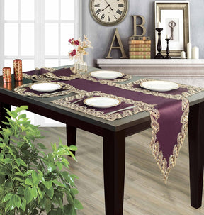 Violet Dream – Plum Gold Table Doilies, Anyce Collection Artistic Home Table Décor 15 inch - Decozen