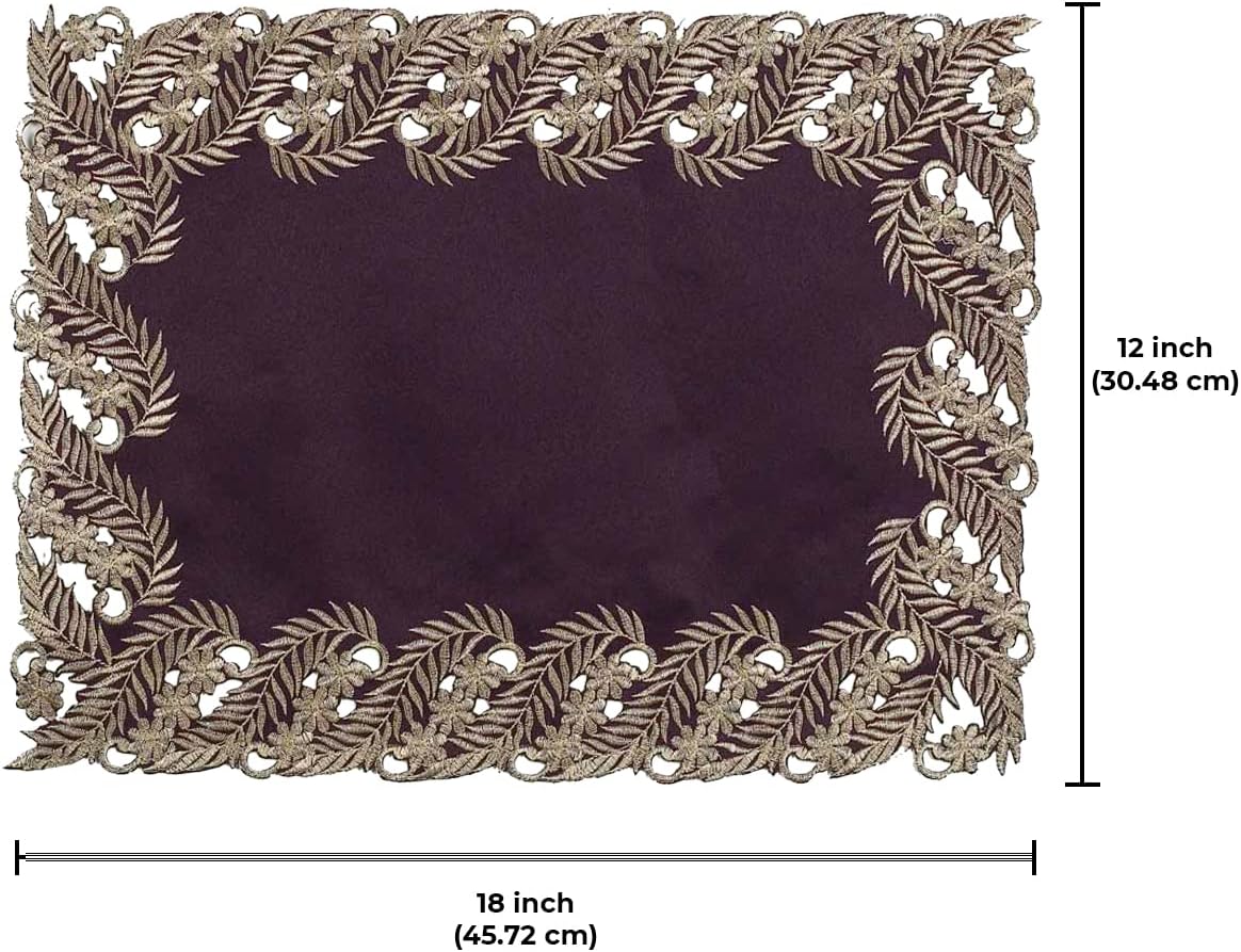 Violet Dream – Plum Gold Table Placemats, Anyce Collection Artistic Dining Décor 12*18 inch - Decozen