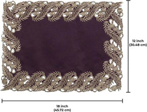 Violet Dream – Plum Gold Table Placemats, Anyce Collection Artistic Dining Décor 12*18 inch - Decozen