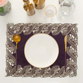 Violet Dream – Plum Gold Table Placemats, Anyce Collection Artistic Dining Décor 12*18 inch - Decozen