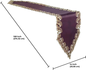 Violet Dream – Plum Gold Table Runner, Anyce Collection Artistic Home Table Décor 14*108 inch - Decozen