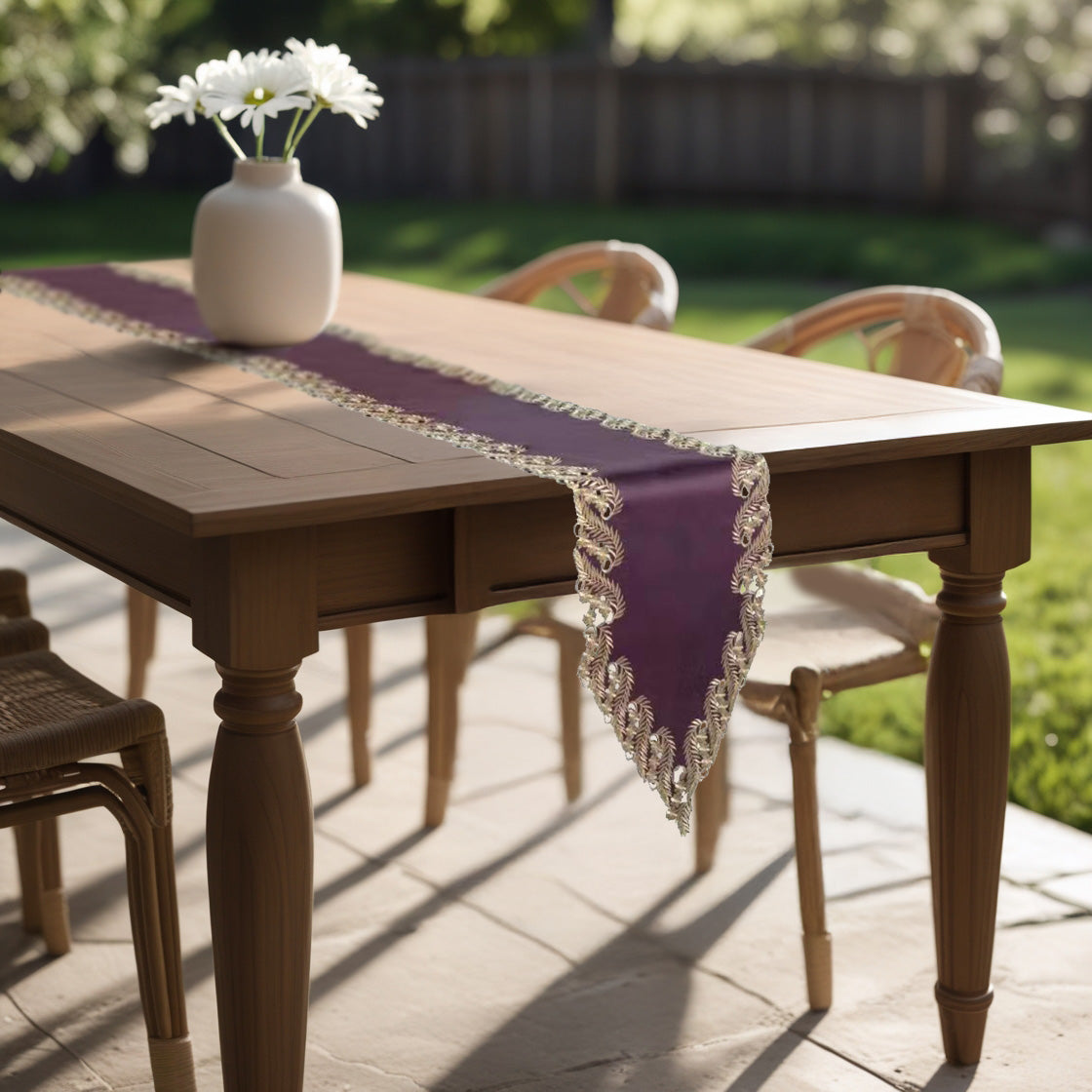 Violet Dream – Plum Gold Table Runner, Anyce Collection Artistic Home Table Décor 14*108 inch - Decozen