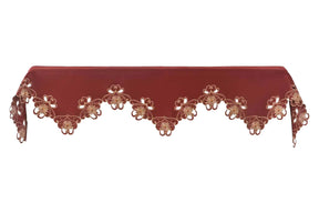 Imperial Red – Gold Lace Red Mantel Scarf Cover, The Imperial Red Collection Elegant Embroidered Home Décor 18x90 inch - Decozen